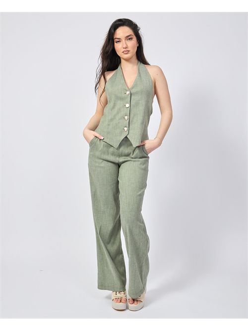 Mademoiselle du Monde women's waistcoat with buttons MADEMOISELLE DU MONDE | F284-MDM116MILITARY